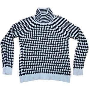 Ann Taylor Loft Chunky Knit Sweater Women’s Medium Black & White/Ivory Patterned